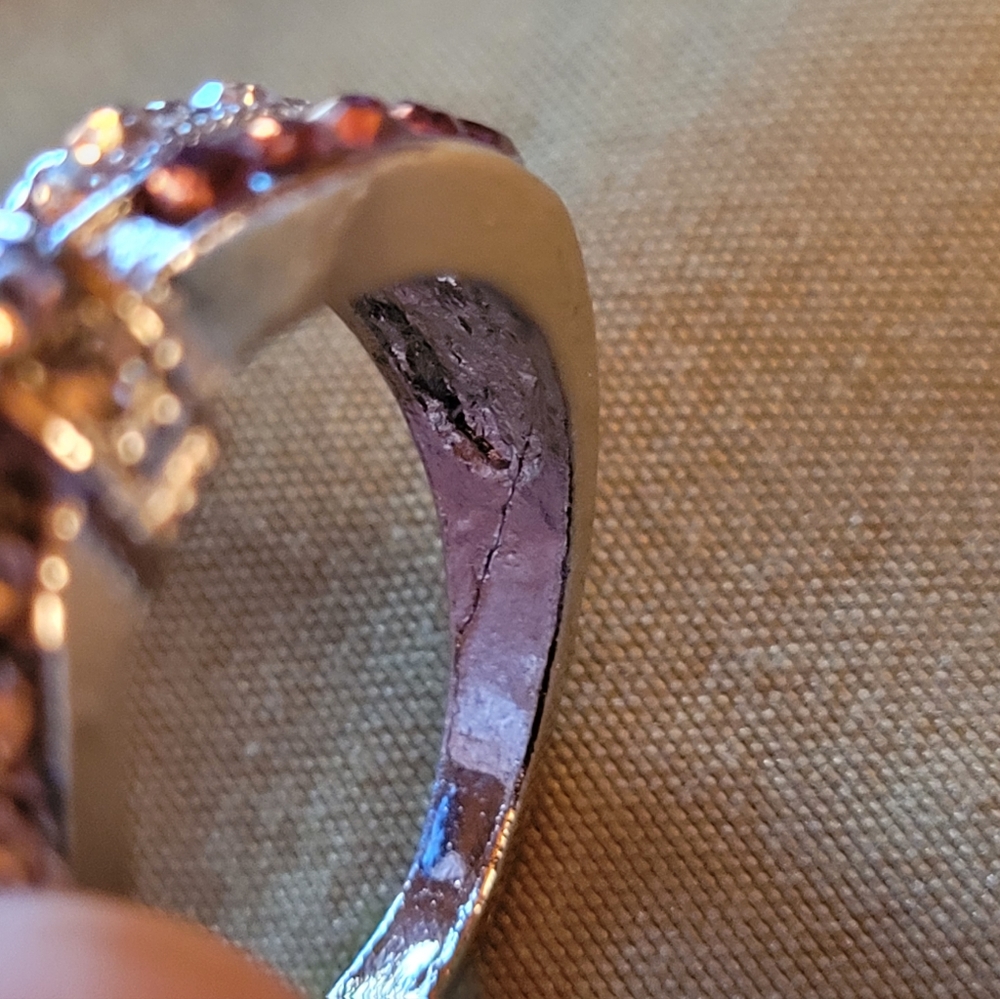 Pink & Clear Crystal Rhinestone Criss-Cross Bow Style Silver-tone Ring Size 8 - Picture 8 of 10
